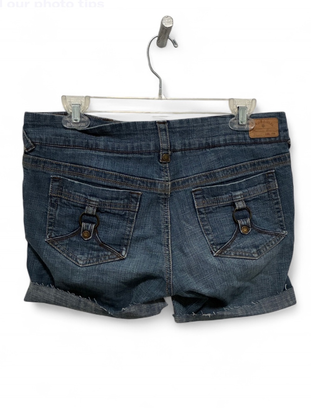 Y2K Hydraulic Denim Rolled-Hem Cut Off Shorts - Blue